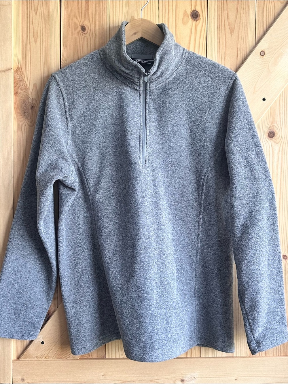 Lands' End Gray Fleece Quarter Zip Pullover Sweatshirt Size L/T 14-16